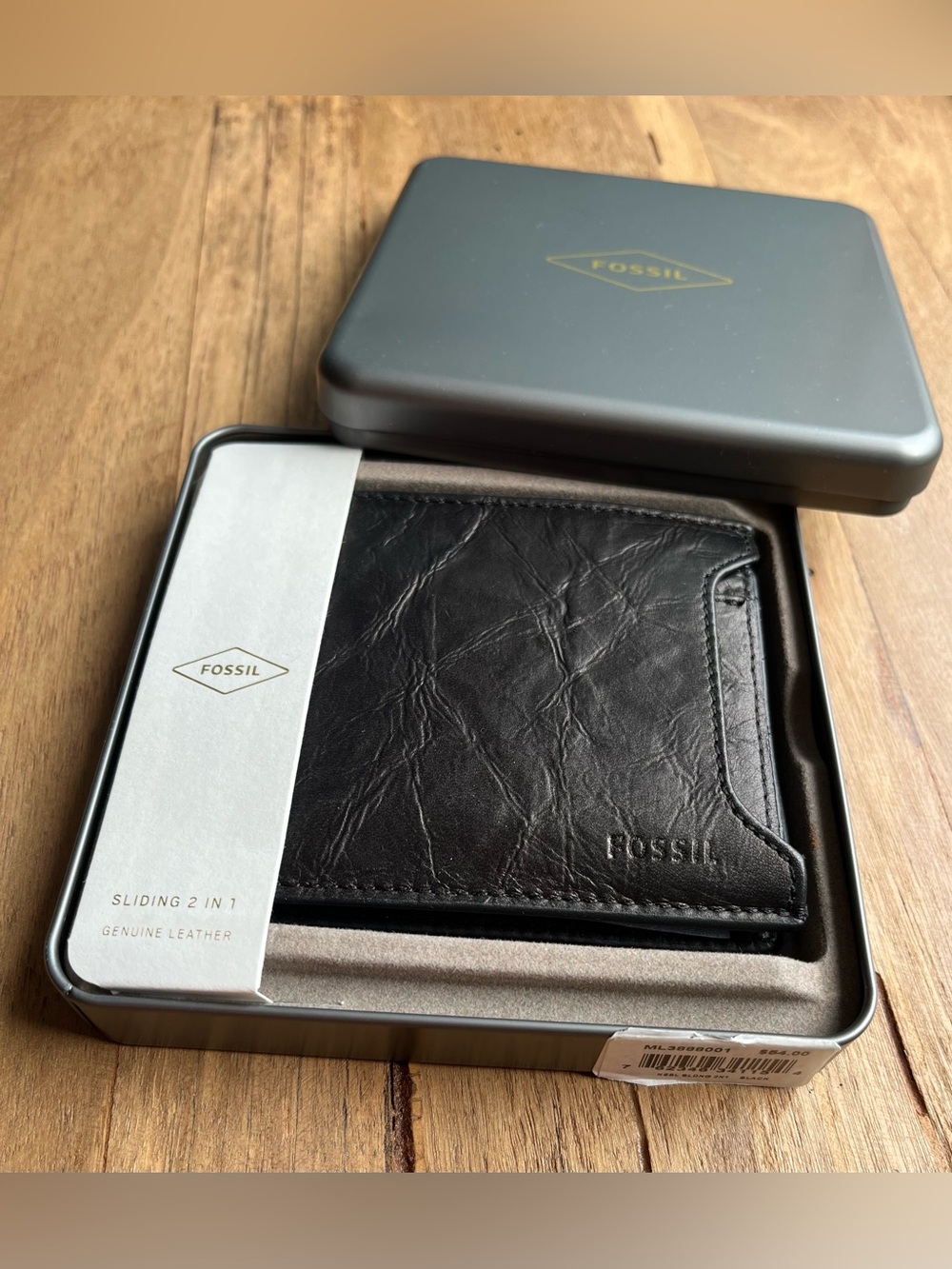 Fossil Neel Sliding 2 IN 1  Bifold Wallet Black